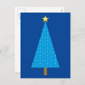 Blauwe sterren moderne kerstboom feestdagenkaart (Voorkant / Achterkant)