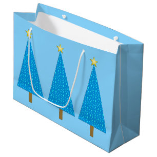 Blauwe sterren moderne kerstboom large cadeauzakje