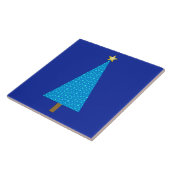 Blauwe sterren moderne kerstboom tegeltje (Zijkant)