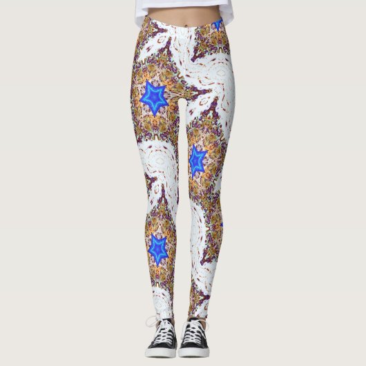 Blauwe sterren multi-kleur leggings (Voorkant)