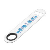Blauwe sterren speed flessenopener (Achterkant Gekanteld)