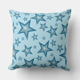 Blauwe sterren 'Tekst' vierkant bleek blauw terug Kussen