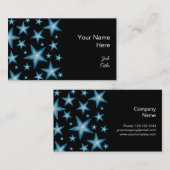 Blauwe sterren visitekaartje zwart (Voorkant / Achterkant)