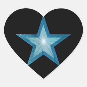 Blauwe sterren, zwart hart sticker