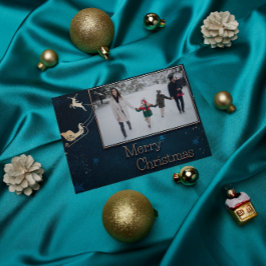 Blauwe Sterrennacht Familie Foto Kerst Kaart