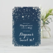 Blauwe Sterrennacht Hemel Hemels Sweet 16 Kaart (Staand voorkant)