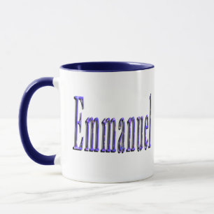 Blauwe Sterrige Emmanuel Name Logo, Mok