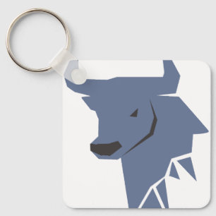 Blauwe Stier Zodiac – Koele Stier Silhouet Sleutel Sleutelhanger