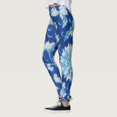 Blauwe  stijl Floral Art Leggings (Links)