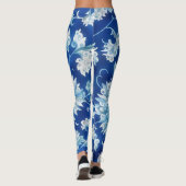Blauwe  stijl Floral Art Leggings (Achterkant)