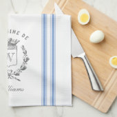 Blauwe  stijl Franse zak met aangepaste naam Theedoek (Quarter Fold)