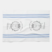 Blauwe  stijl Franse zak met aangepaste naam Theedoek (Horizontaal)