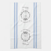 Blauwe  stijl Franse zak met aangepaste naam Theedoek (Verticaal)