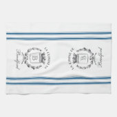 Blauwe  stijl Franse zak met aangepaste naam Theedoek (Horizontaal)