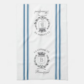 Blauwe  stijl Franse zak met aangepaste naam Theedoek (Verticaal)