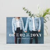Blauwe stijlvolle, eenvoudige, moderne Typografie  Save The Date (Staand voorkant)