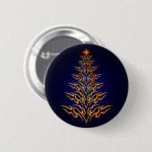 Blauwe stijlvolle kerstboom Button (Voorkant /achterkant)