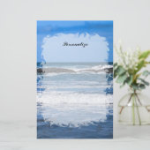 Blauwe Stille Oceaan met naam Briefpapier (Staand voorkant)