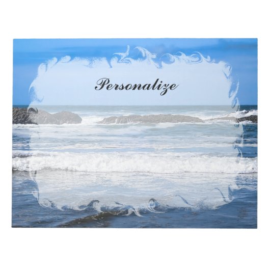 Blauwe Stille Oceaan met naam Notitieblok (Voorkant)