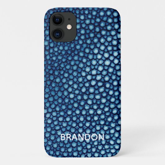 Blauwe Stingray Skin Print Naam gepersonaliseerd Case-Mate iPhone Case (Achterkant)