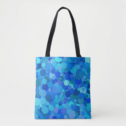blauwe stip confetti canvas tas (Voorkant)