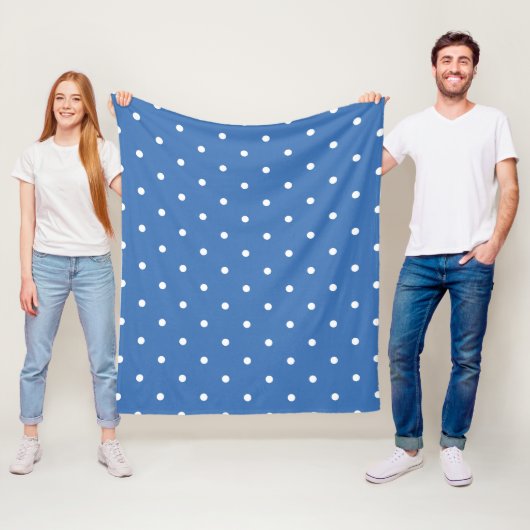 Blauwe stip fleece deken (In situ)