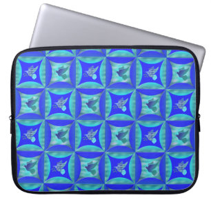 Blauwe stip in het gat in de schuurdeur laptop sleeve