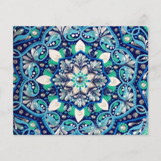 Blauwe stipkunst mandala flyer