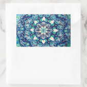 Blauwe stipkunst mandala rechthoekige sticker (Tas)