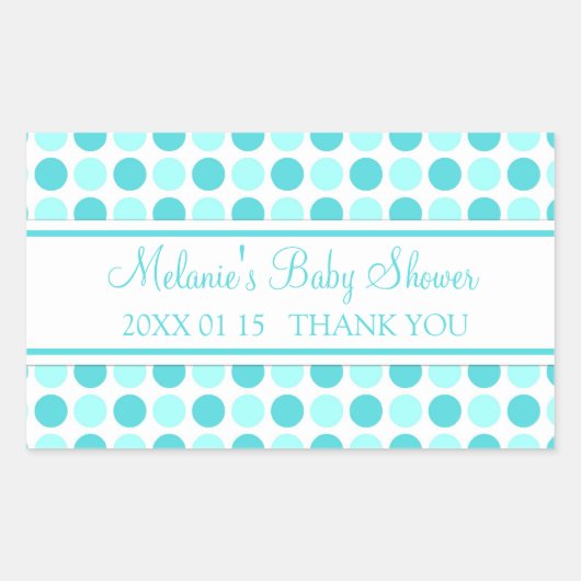 Blauwe Stippen Baby shower Favor Stickers (Voorkant)