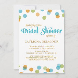 BLAUWE STIPPEN CONFETTI   BRIDAL SHOWER INVITATION KAART