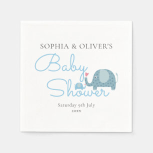 Blauwe Stippen Olifanten Koppel Baby Shower Servet