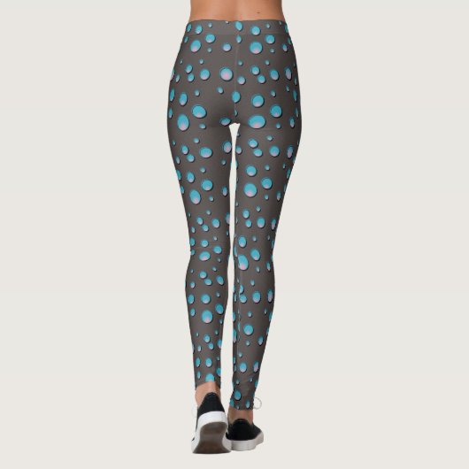 Blauwe Stippen op grijze Leggings (Achterkant)