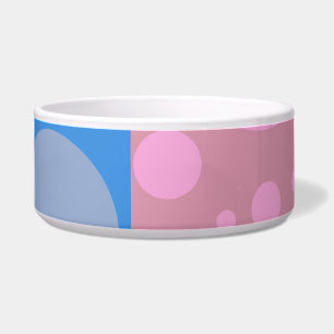 Blauwe Stippen Roze Dot Art Grote Pet Bowl Voerbakje