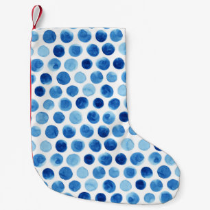 Blauwe stippen, waterverf naadloos patroon. kleine kerstsok