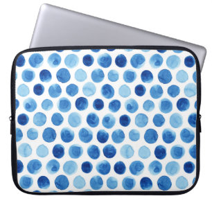 Blauwe stippen, waterverf naadloos patroon. laptop sleeve