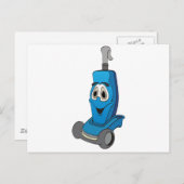 Blauwe stofzuiger briefkaart (Voorkant / Achterkant)