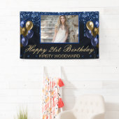 Blauwe stolling Glitter & Gold-ballonnen op zaterd Spandoek (Insitu)