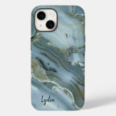 Blauwe stone marmer Case-Mate iPhone case (Achterkant)