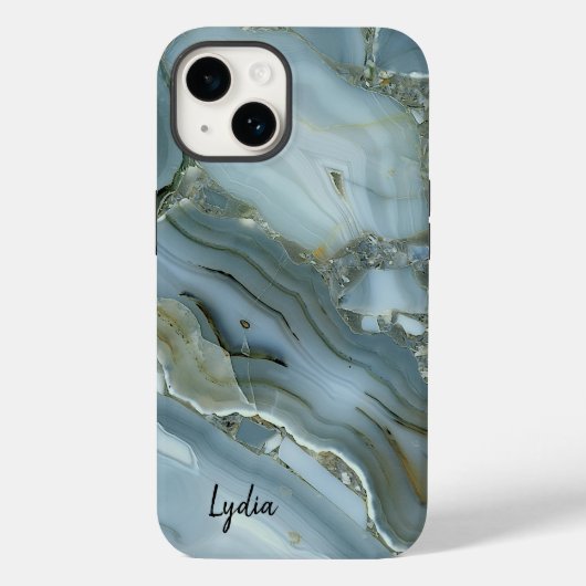 Blauwe stone marmer Case-Mate iPhone case (Achterkant)