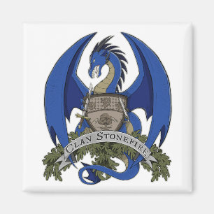 Blauwe Stonefire Dragon Crest Magnet Magneet