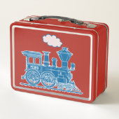 Blauwe stoomlocomotief kind aangepaste lunchbox (Achterkant)
