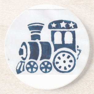 Blauwe stoomtrein onderzetter
