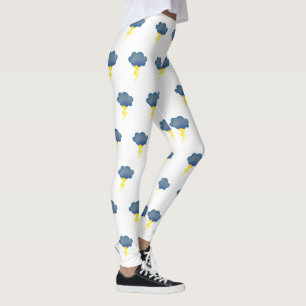 blauwe storm wolken bliksem leggings