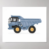 Blauwe stortwagen bouwvoertuig decor poster (Voorkant)