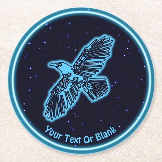 Blauwe stralen op sterren ronde kartonnen onderzetter (Voorkant)