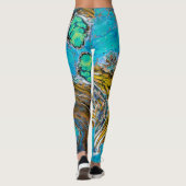 Blauwe strand, rivierwater en abstracte stenen kun leggings (Achterkant)
