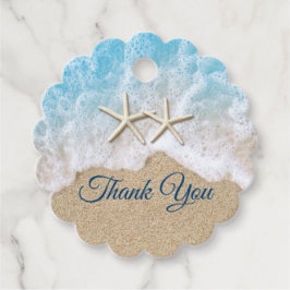 Blauwe strand Waves & Starfish Bedankjes Labels
