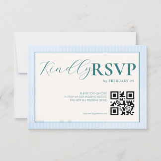 Blauwe strand zomer aquarel QR-huwelijksreactie RSVP Kaartje