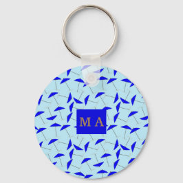 blauwe strandparaplu ' s - monogram herhaald patro sleutelhanger